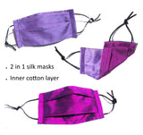 3 layers Dupioni silk mask available in 6 colors