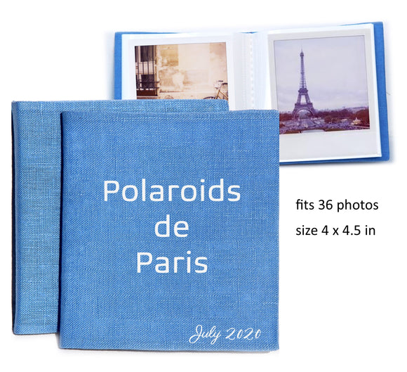 Custom square photo album. In 15 linen colors